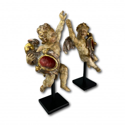 Antiquités - Pair of baroque reliquary angels, Germany early 18th century