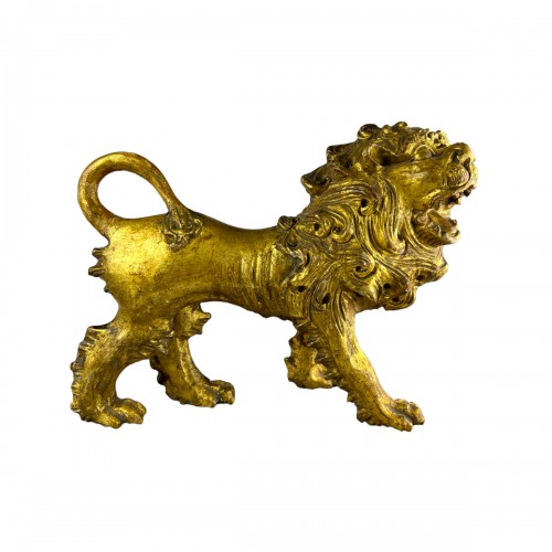 Lion baroque en bois doré, Italie milieu du XVIIIe siècle