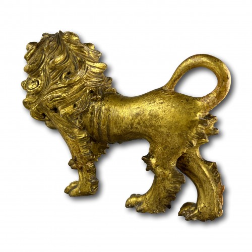 XVIIIe siècle - Lion baroque en bois doré, Italie milieu du XVIIIe siècle