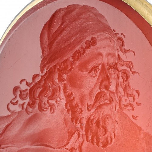 Gold seal with a carnelian intaglio of Inigo Jones, attributed to Edward Burch - Antique Jewellery Style 