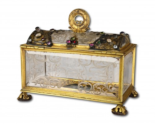 Coffret en cristal de roche et bronze doré attribué à l'atelier de Giovanni Battista Metellino. - Objets de Vitrine Style 