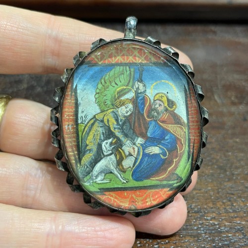 Silver pendant with an illuminated miniature, France 16th century - 