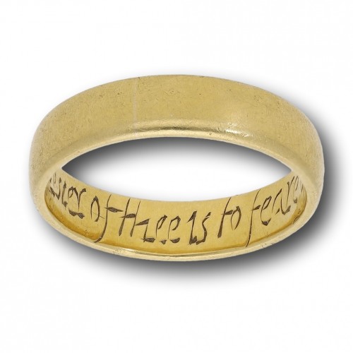 Bague "posy ring" en or avec inscription « All I desire of you is to fear God and love » - Bijouterie, Joaillerie Style 