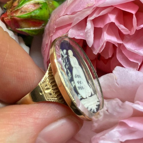 18th century - Micro carving souvenir ring, France late 18th century