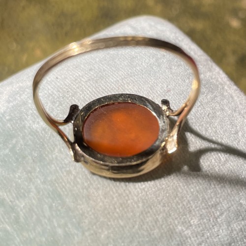 Antiquités - Late 19th century Gold ring with an Ancient Roman carnelian marriage gem