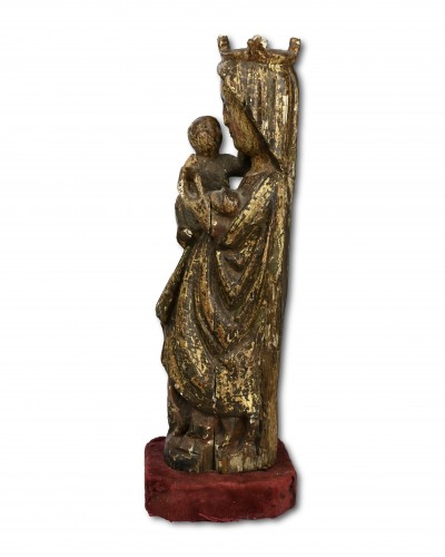 Art sacré, objets religieux  - Vierge à l'Enfant bois polychrome, Nord de l'Espagne fin du XIIIe siècle