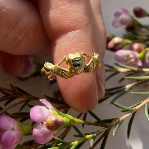 17th century - Diamond set gold betrothal ring Dutch mid 17th century