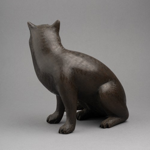  - Bronze – A good model of a Fox, seated, Japan Meiji