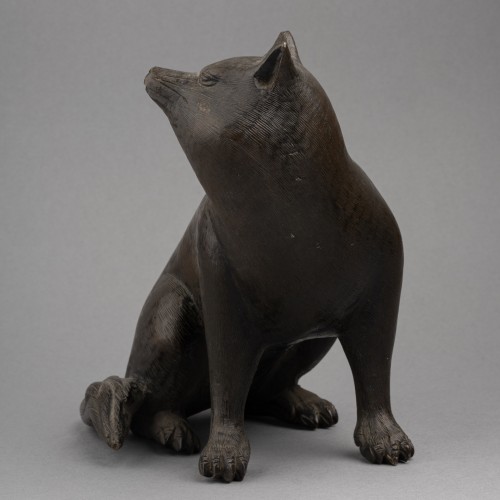 Antiquités - Bronze – A good model of a Fox, seated, Japan Meiji