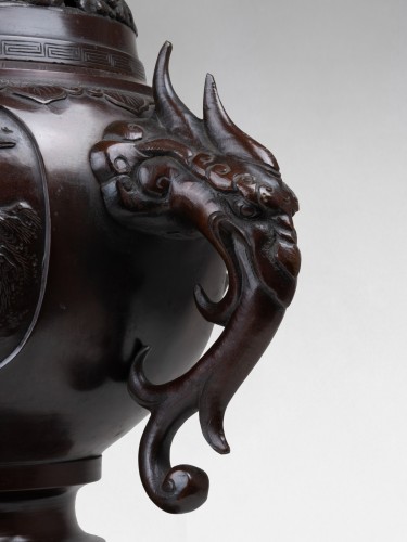 Asian Works of Art  - An important tripod bronze incense burner  censer – Koro Japan MEIJI