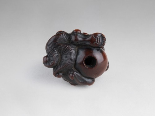 Antiquités - Netsuke – Important et puissant modèle de Shishi Japon Edo