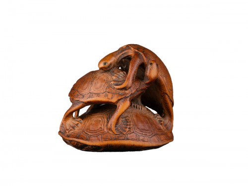 Netsuke Turtles By Komin, Edo Japan