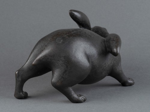 Asian Works of Art  - Little Bronze Hare, Japan Edo Meiji