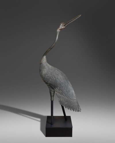 19th century - Important bronze of a crane, Japan Edo