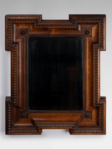 Miroir en noyer sculpté de rais de cœurs, 19e siècle - Miroirs, Trumeaux Style 