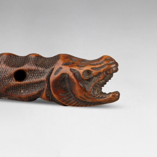 Sashi Netsuke – Carved Wooden Dried Salmon. Japan Edo 19th - 