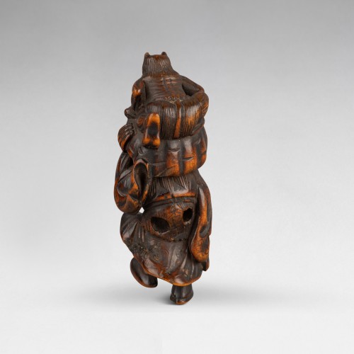 19th century - Boxwood Netsuke Representing Shoki And Oni,  Japan Edo