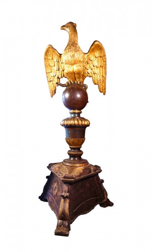 Important lectern with eagle in gilded and polychrome wood