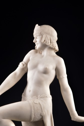 Sculpture  - large  Dancer In Carrara Marble, Art Deco, - Alberto Saccardi (1883-1956)