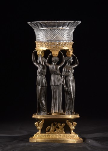 Decorative Objects  - Large Table Centerpiece with three Caryatids