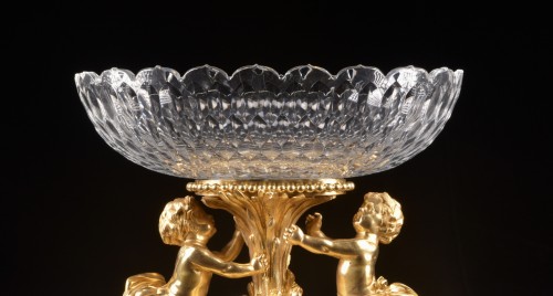 Centre de table Napoléon III en bronze doré et cristal de Baccarat - Objet de décoration Style Napoléon III