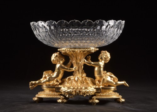 Napoléon III - Centre de table Napoléon III en bronze doré et cristal de Baccarat