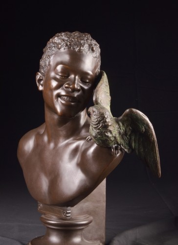 Napoléon III - Bust of an African man with a parrot, Hermann Gladenbeck (1827-1918) 