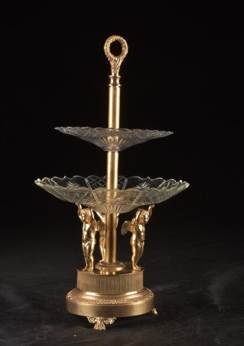 Three-piece Table Centerpiece In Cut Glass And Gilt Bronze Early Empire - Empire