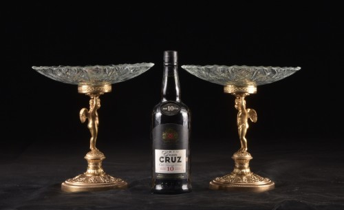 Antiquités - Three-piece Table Centerpiece In Cut Glass And Gilt Bronze Early Empire