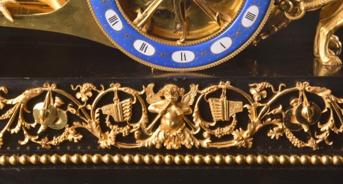 Antiquités - A large France Empire Chariot clock, With Diana, deer and dogs