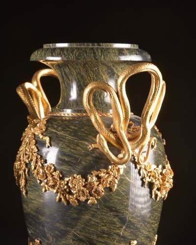 Paire de vases en marbre vert montés en bronze doré - Napoléon III