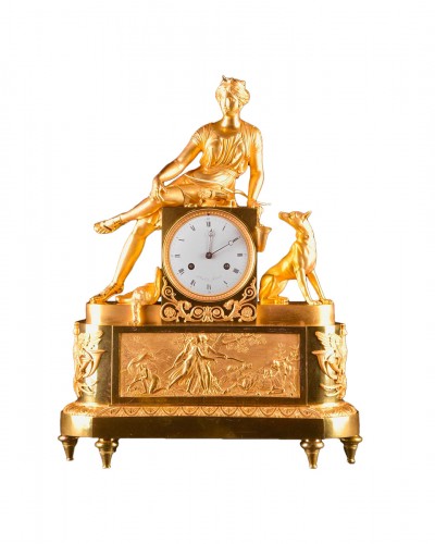 French Empire pendule, with Diana, signed Le Roy (1765-1839)