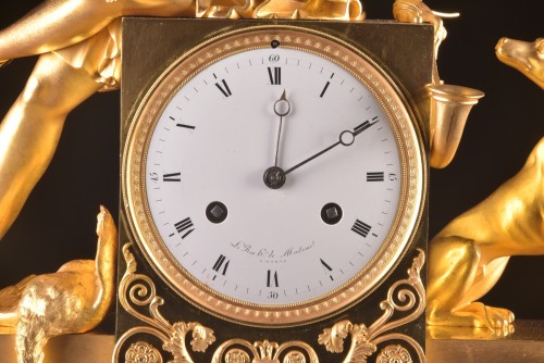 Diane chasseresse, pendule Empire signée Le Roy (1765-1839) - Horlogerie Style Empire