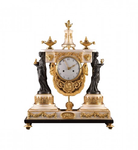 Directoire Portico Clock, Signed Piolaine