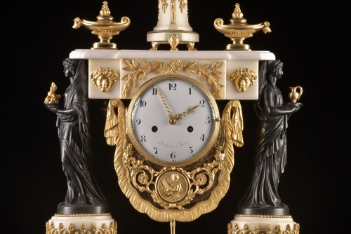 Directoire Portico Clock, Signed Piolaine - Horology Style Directoire