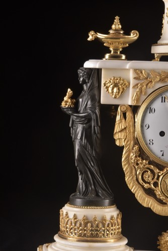 Antiquités - Directoire Portico Clock, Signed Piolaine