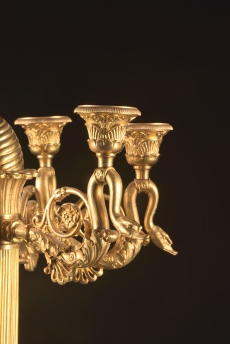 Luminaires Bougeoirs et Chandeliers - Paire de grands candélabres Empire à six lumières