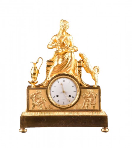 Pendule en bronze doré, début 19e siècle