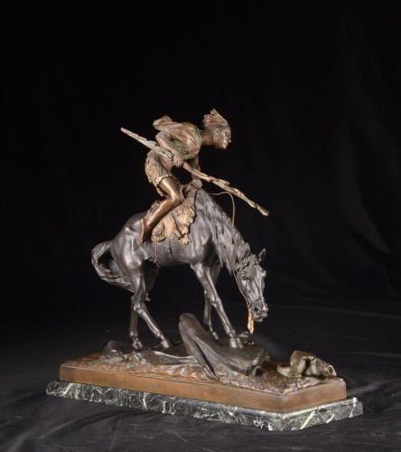 Antiquités - Indian on horseback by Drouot Edouard (1859-1945)