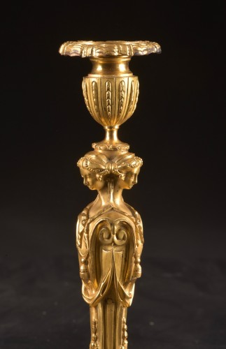 Lighting  - Pair of Late 19th century Gilded Bronze Candlesticks