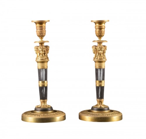 Pair of Empire Candlesticks, Dated 1816