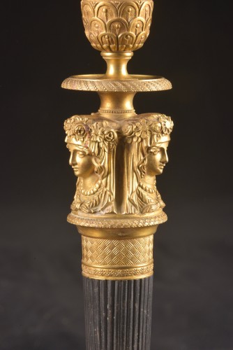 Lighting  - Pair of Empire Candlesticks, Dated 1816