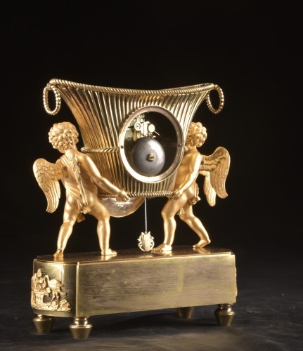 Bronze Empire Clock With Cherubs Ca. 1800-1820 - Empire