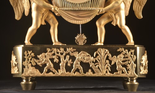 Antiquités - Bronze Empire Clock With Cherubs Ca. 1800-1820