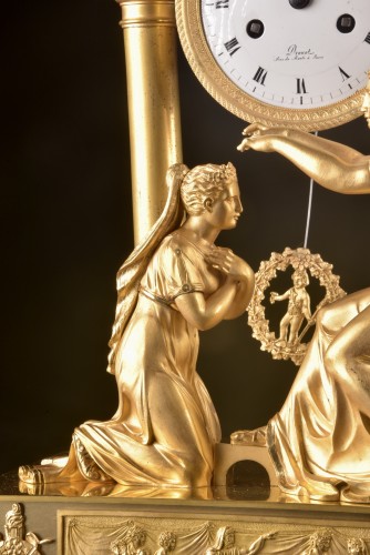 XIXe siècle - Pendule de cheminée Empire, « Le couronnement de la vertu » par Drouot