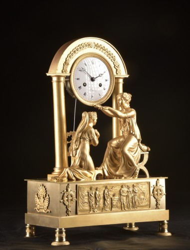 Pendule de cheminée Empire, « Le couronnement de la vertu » par Drouot - Empire