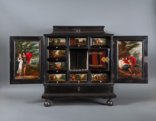 A 17th century Antwerp ebony cabinet with painted panels - 