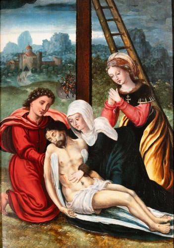 Tableaux et dessins Tableaux XVIe siècle - Déploration du Christ, école Anversoise du XVIème siècle