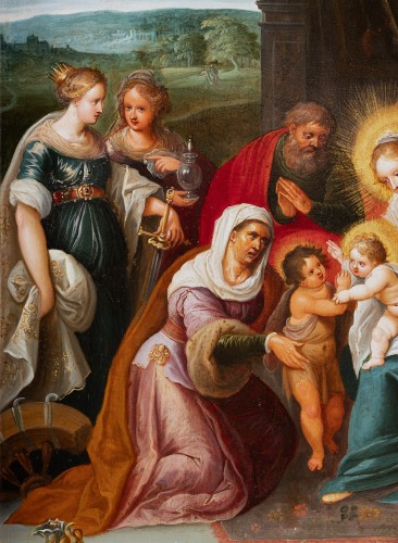 Holy Family with Saints - Studio of Frans Francken II (1581-1642) - 