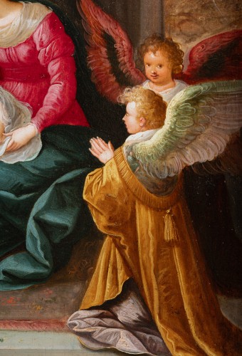 XVIIe siècle - La Sainte Famille avec les saints - Atelier de Frans Francken II (1581-1642)